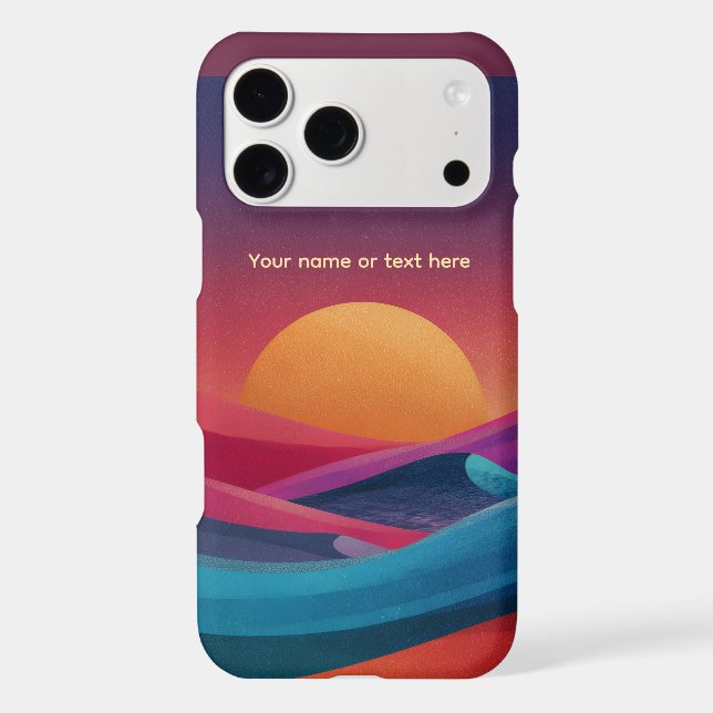 Colorful Abstract Desert Sunset Personalized iPhone Case (Back)