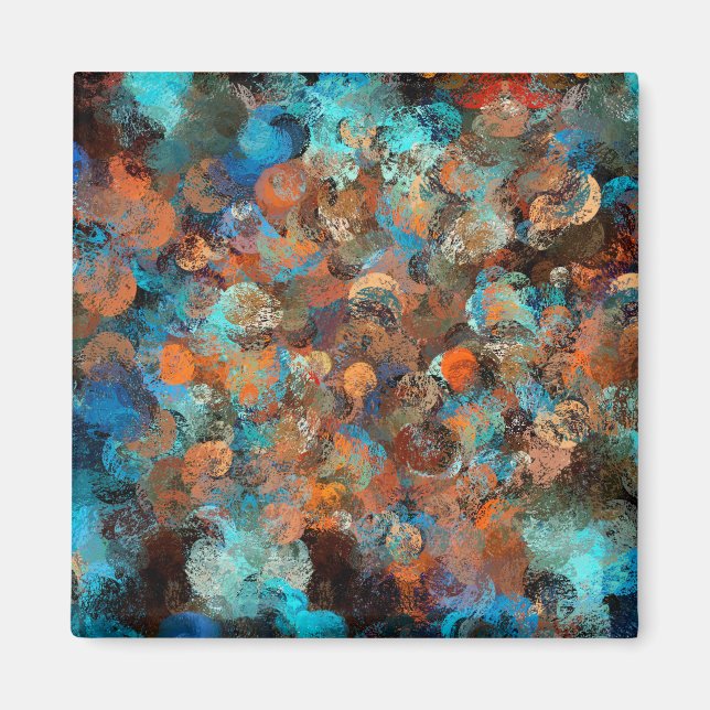 Colorful Abstract Design, Blues And Brown Circles Magnet (Front)