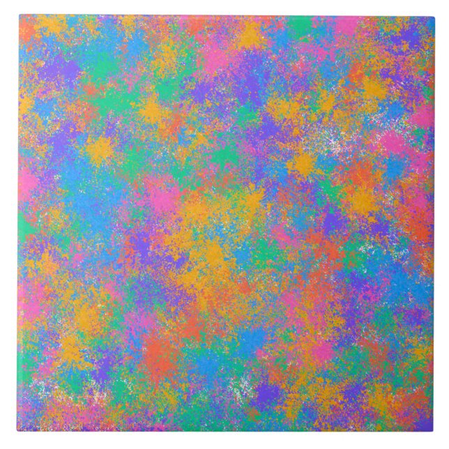 Colorful Abstract Design Ceramic Tile (Front)