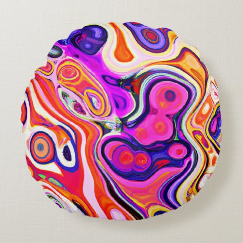 Colorful Abstract Design in Focus Round Pillow