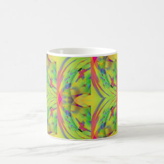 Colorful abstract design in green yellow and red coffee mug