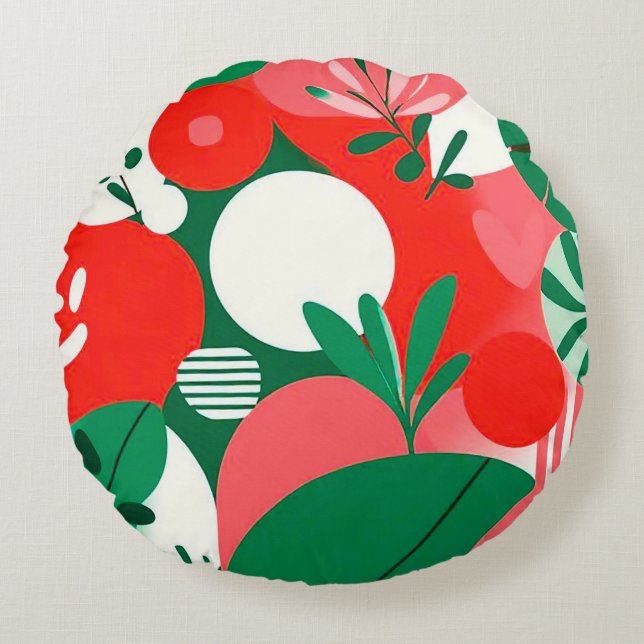Colorful abstract design round pillow (Front)