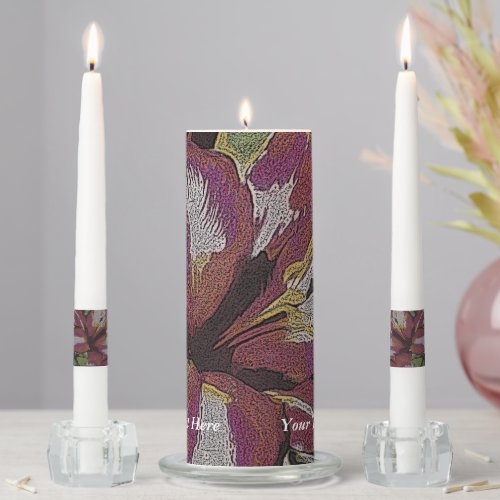 colorful abstract design unique and contempory unity candle set