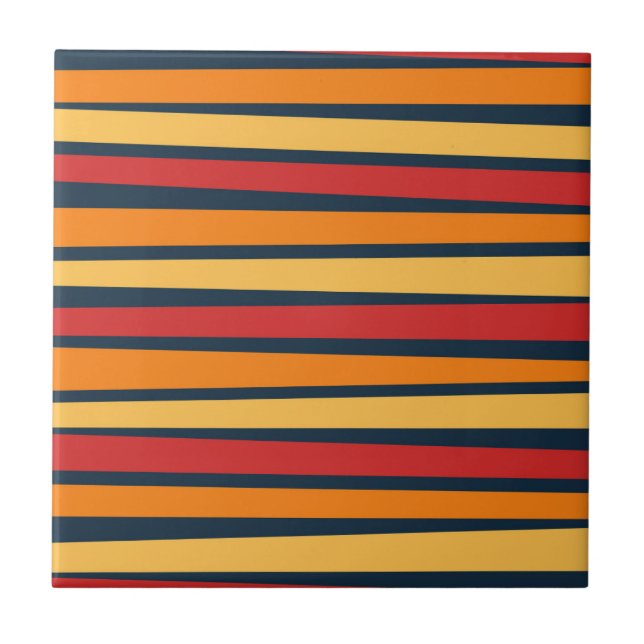 Colorful abstract design with lines ceramic tile (Front)