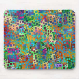 Colorful Abstract Digital Art with Squares Mouse Pad