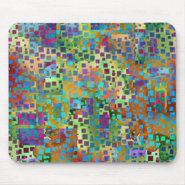 Colorful Abstract Digital Art with Squares Mouse Pad (Front)