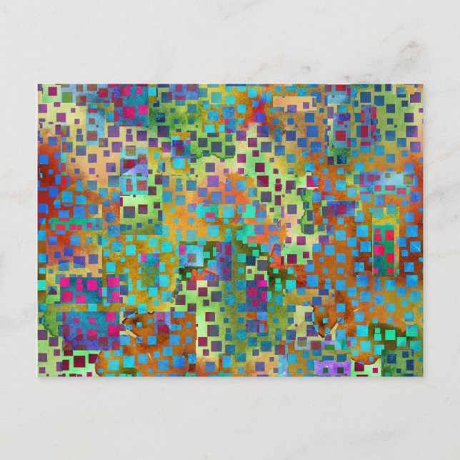 Colorful Abstract Digital Art with Squares Postcard (Front)