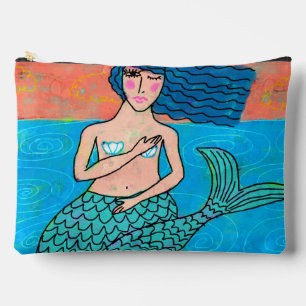 Colorful Abstract Digital Mermaid Painting Accessory Pouch