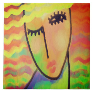 Colorful Abstract Digital Painting Ceramic Tile