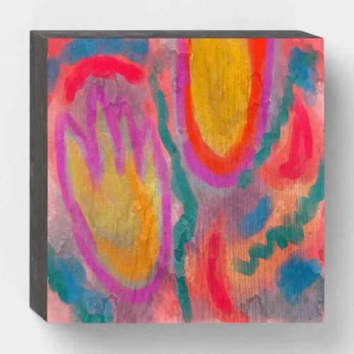 Colorful Abstract Digital Painting Wooden Box Sign