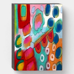 Colorful Abstract Digital Painting Wooden Box Sign