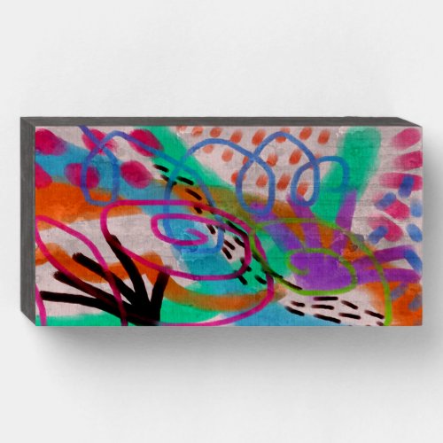 Colorful Abstract Digital Painting Wooden Box Sign