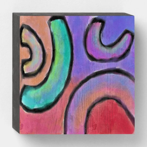 Colorful Abstract Digital Painting Wooden Box Sign