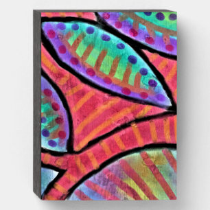 Colorful Abstract Digital Painting Wooden Box Sign