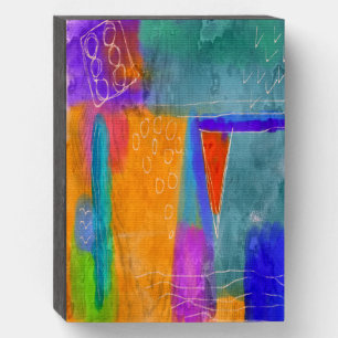 Colorful Abstract Digital Painting Wooden Box Sign