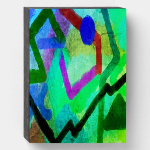 Colorful Abstract Digital Painting Wooden Box Sign