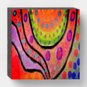 Colorful Abstract Digital Painting Wooden Box Sign