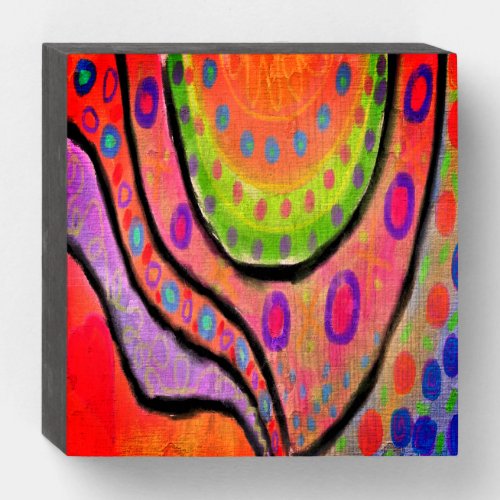 Colorful Abstract Digital Painting Wooden Box Sign