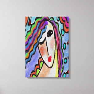 Colorful Abstract Digital Portrait of a Woman Canvas Print