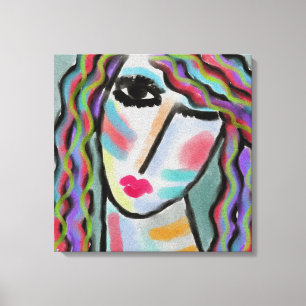 Colorful Abstract Digital Portrait of a Woman Canvas Print