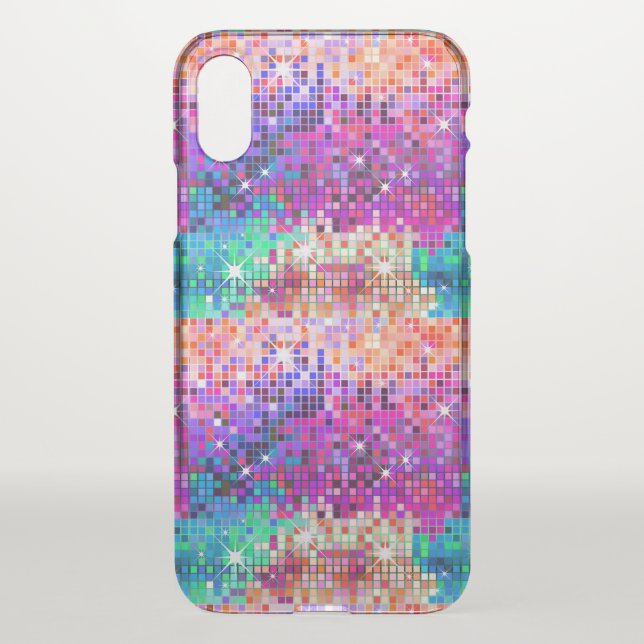 Colorful abstract disco glitter geometric pattern uncommon iPhone case (Back)
