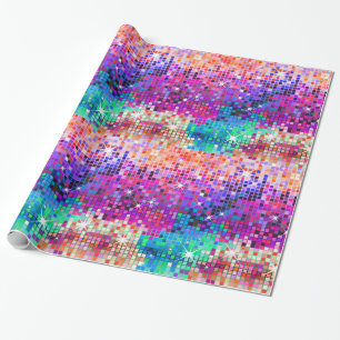 Colorful abstract disco glitter pattern wrapping paper