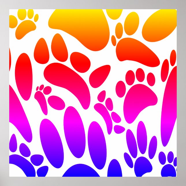 Colorful Abstract Dog Pawprint Poster (Front)