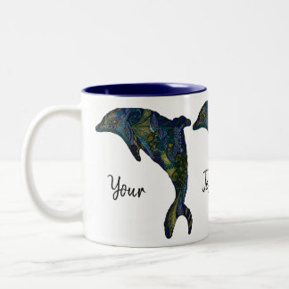 Colorful Abstract Dolphin Artwork custom Two-Tone Coffee Mug