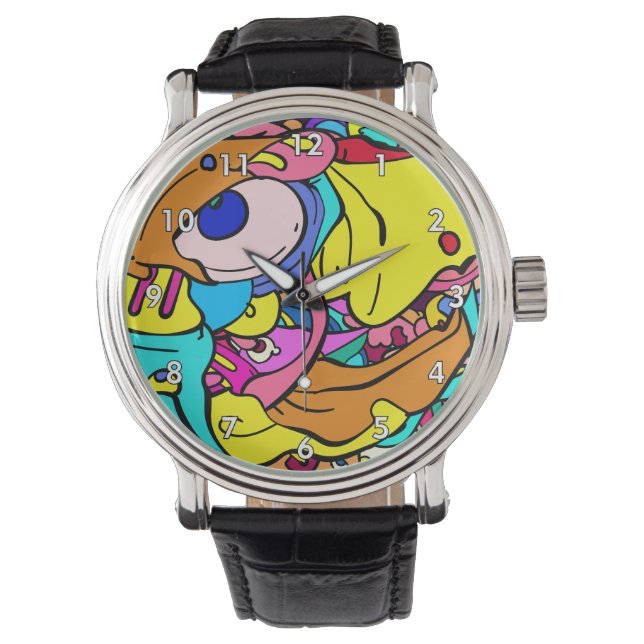 Colorful Abstract Doodle Art Watch (Front)