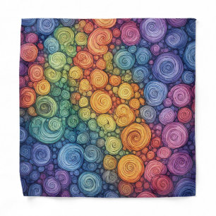 Colorful Abstract Doodle Swirl Pattern Bandana