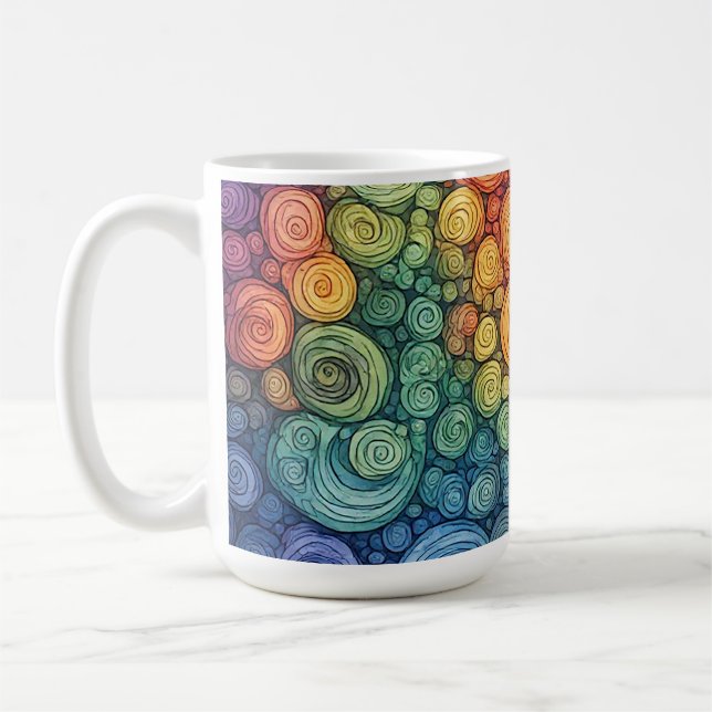Colorful Abstract Doodle Swirl Pattern Coffee Mug (Left)