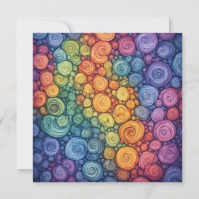 Colorful Abstract Doodle Swirl Pattern Invitation (Front)