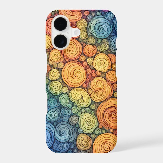 Colorful Abstract Doodle Swirl Pattern iPhone Case (Back)