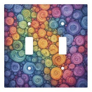 Colorful Abstract Doodle Swirl Pattern Light Switch Cover