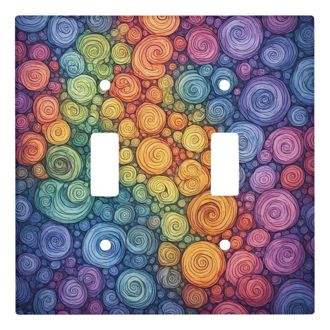 Colorful Abstract Doodle Swirl Pattern Light Switch Cover (Front)