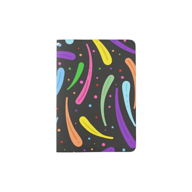 Colorful Abstract Dots and Shapes Pattern Passport Holder (Front)