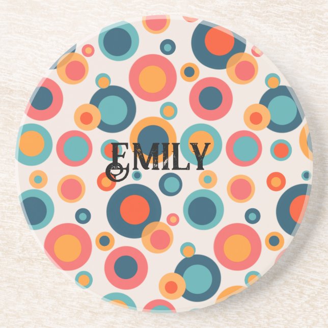 Colorful Abstract Dots Coaster (Front)