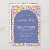 Colorful Abstract Dots Graduation Party Photo Invitation (Front/Back)