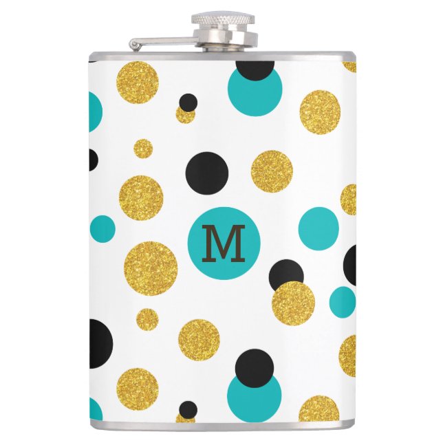Colorful abstract dots pattern hip flask (Front)