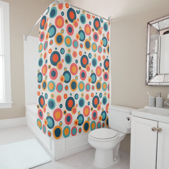 Colorful Abstract Dots Shower Curtain (In Situ)