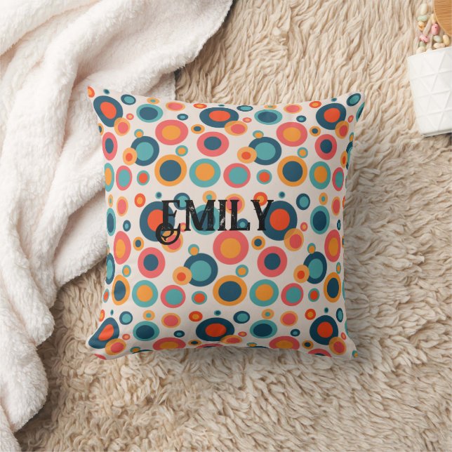 Colorful Abstract Dots Throw Pillow (Blanket)