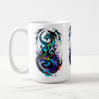 Colorful abstract Dragon design like a water color Coffee Mug