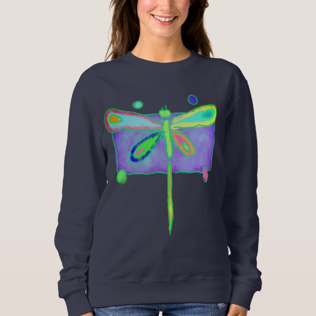 Colorful Abstract Dragonfly Wearable Art Sweatshirt (Front)
