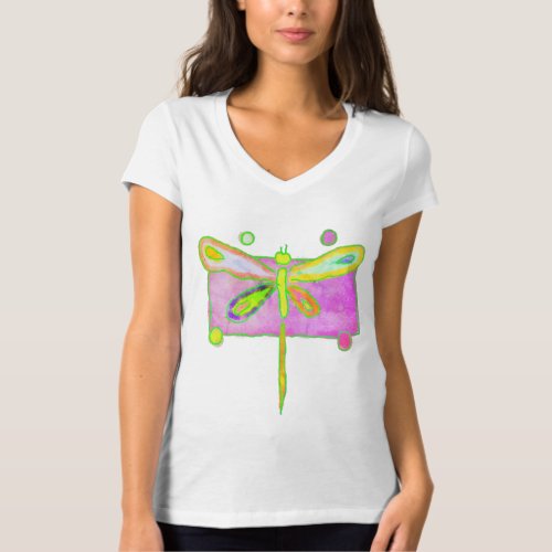 Colorful Abstract Dragonfly Wearable Art T_Shirt