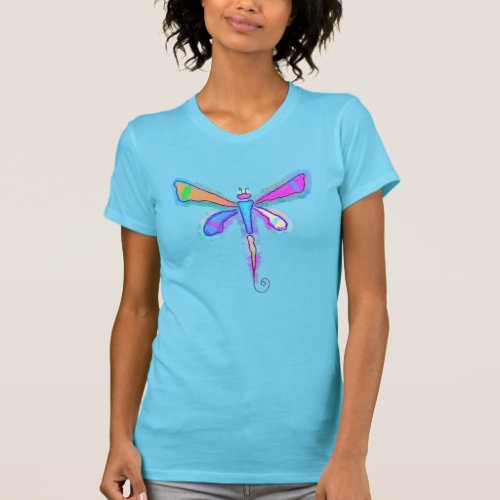 Colorful Abstract Dragonfly Wearable Art T_Shirt