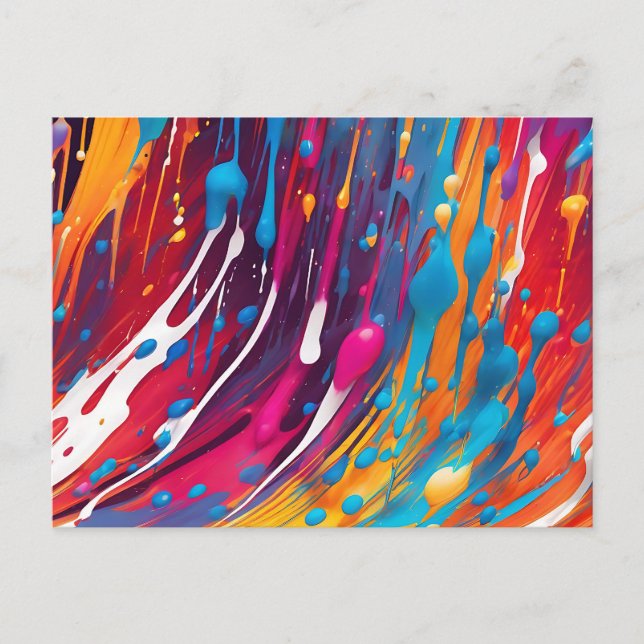 Colorful Abstract Dripping Paint Postcard (Front)