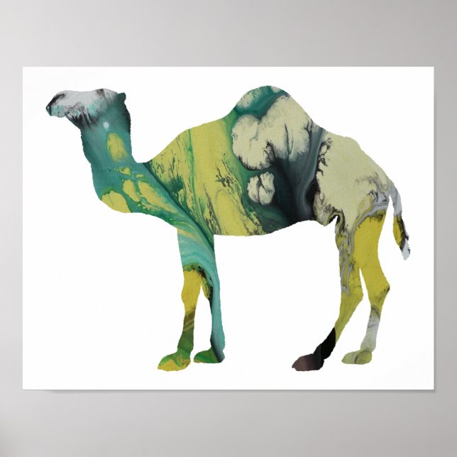 Colorful abstract  Dromedary silhouette Poster (Front)
