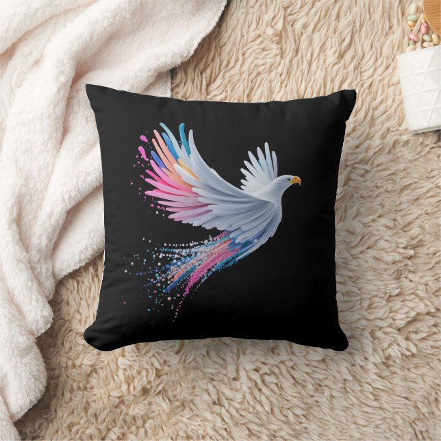 Colorful Abstract Eagle Design Throw Pillow (Blanket)