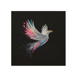 Colorful Abstract Eagle Design Wood Wall Art