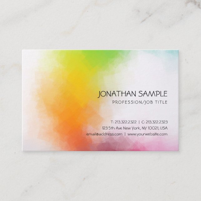Colorful Abstract Elegant Colors Modern Template Business Card (Front)